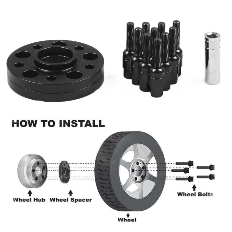 For Mercedes-Benz 15mm Car Modified Wheel Hub Flange Center Wheel Spacer with M12x1.5 Screws (Black) - Wheels Tires & Parts by PMC TechLife | Online Shopping South Africa | PMC TechLife | Buy Now Pay Later Mobicred