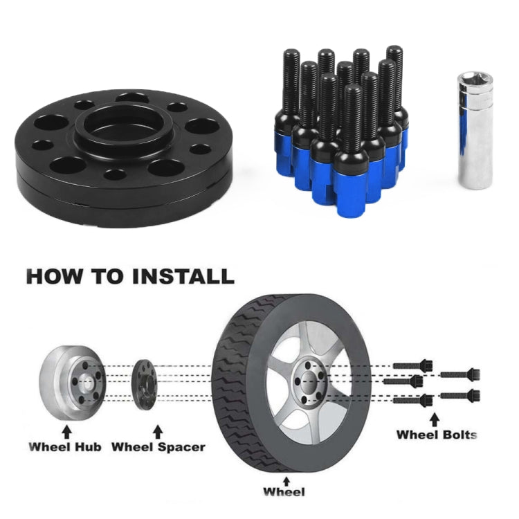 For Mercedes-Benz 15mm Car Modified Wheel Hub Flange Center Wheel Spacer with M12x1.5 Screws (Blue) - Wheels Tires & Parts by PMC TechLife | Online Shopping South Africa | PMC TechLife | Buy Now Pay Later Mobicred