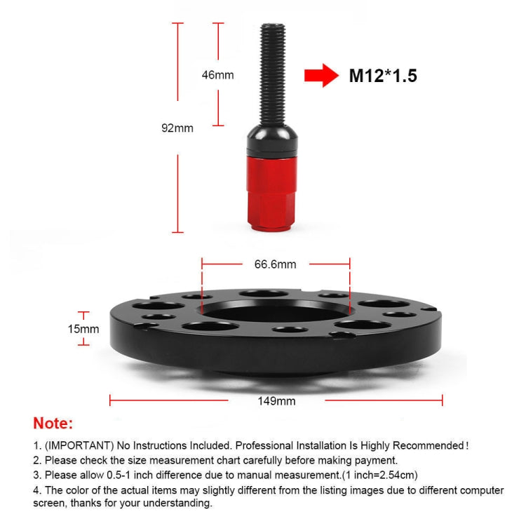 For Mercedes-Benz 15mm Car Modified Wheel Hub Flange Center Wheel Spacer with M12x1.5 Screws (Red) - Wheels Tires & Parts by PMC TechLife | Online Shopping South Africa | PMC TechLife