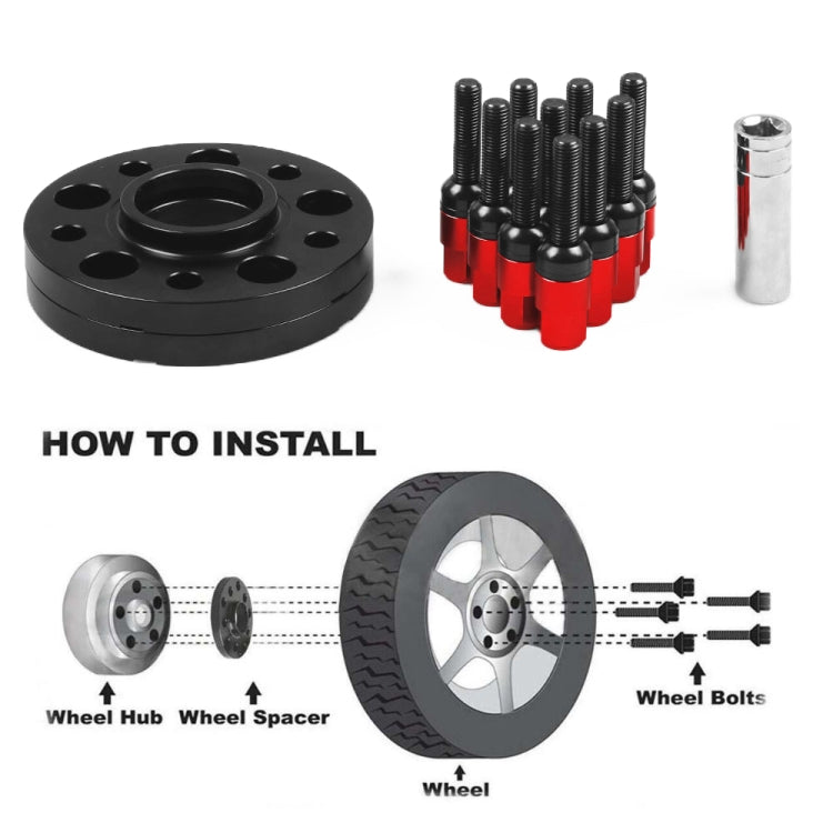 For Mercedes-Benz 15mm Car Modified Wheel Hub Flange Center Wheel Spacer with M12x1.5 Screws (Red) - Wheels Tires & Parts by PMC TechLife | Online Shopping South Africa | PMC TechLife