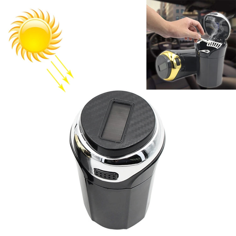 N12B Car Creative Ashtray Solar Power With Light And Cover Car Supplies (Silver) - Ashtrays by PMC TechLife | Online Shopping South Africa | PMC TechLife | Buy Now Pay Later Mobicred