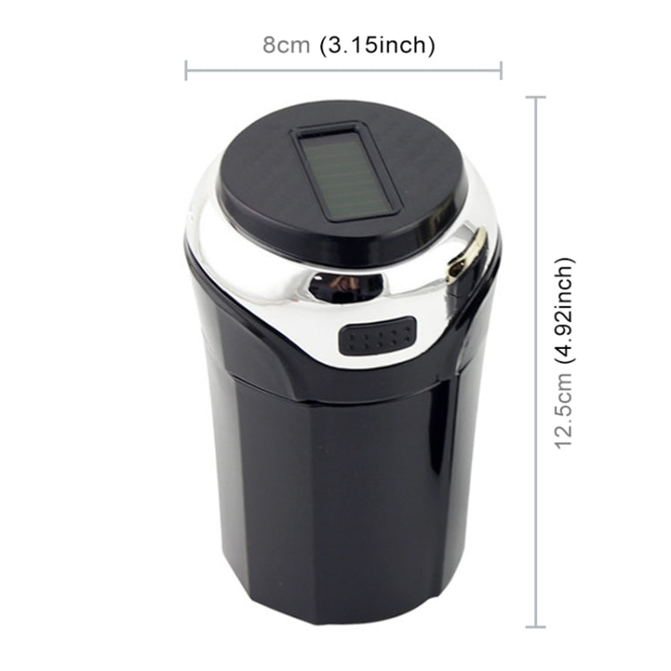 N12B Car Creative Ashtray Solar Power With Light And Cover Car Supplies (Silver) - Ashtrays by PMC TechLife | Online Shopping South Africa | PMC TechLife | Buy Now Pay Later Mobicred