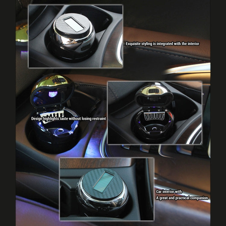 N12B Car Creative Ashtray Solar Power With Light And Cover Car Supplies (Silver) - Ashtrays by PMC TechLife | Online Shopping South Africa | PMC TechLife | Buy Now Pay Later Mobicred