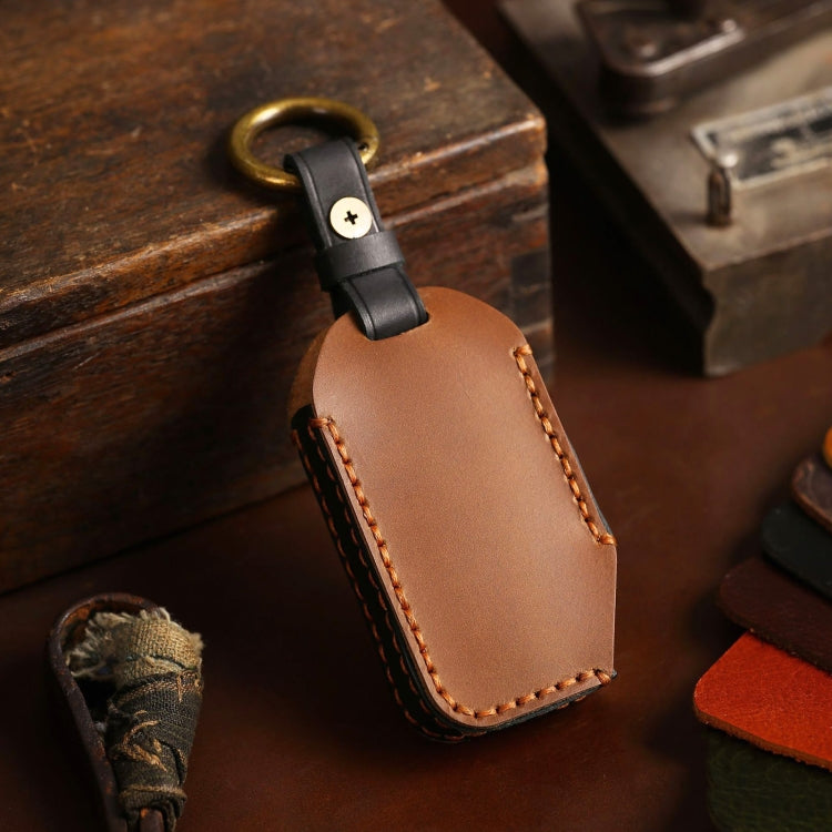 For Kia Sorento Hallmo Car Cowhide Leather Key Protective Cover Key Case(Brown) - free shipping - PMC TechLife - Order now!