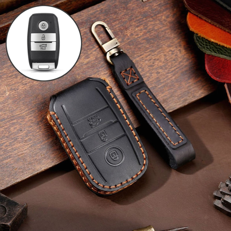 For Kia Sportage R / K5 / K4 / K2 / KX3 Hallmo A Style Car Cowhide Leather Key Protective Cover Key Case(Black) - free shipping - PMC TechLife - Order now!