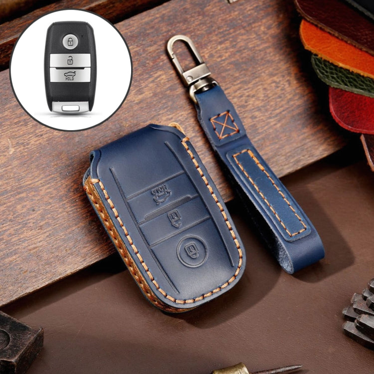 For Kia Sportage R / K5 / K4 / K2 / KX3 Hallmo A Style Car Cowhide Leather Key Protective Cover Key Case(Blue) - free shipping - PMC TechLife - Order now!
