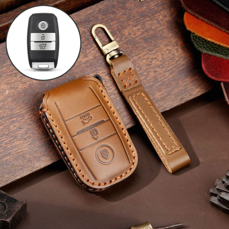 For Kia Sportage R / K5 / K4 / K2 / KX3 Hallmo A Style Car Cowhide Leather Key Protective Cover Key Case(Brown) - free shipping - PMC TechLife - Order now!