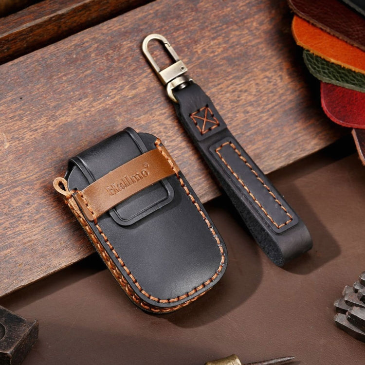 For Kia Sportage R / K5 / K4 / K2 / KX3 Hallmo B Style Car Cowhide Leather Key Protective Cover Key Case(Black) - Car Key Cases by Hallmo | Online Shopping South Africa | PMC TechLife | Buy Now Pay Later Mobicred