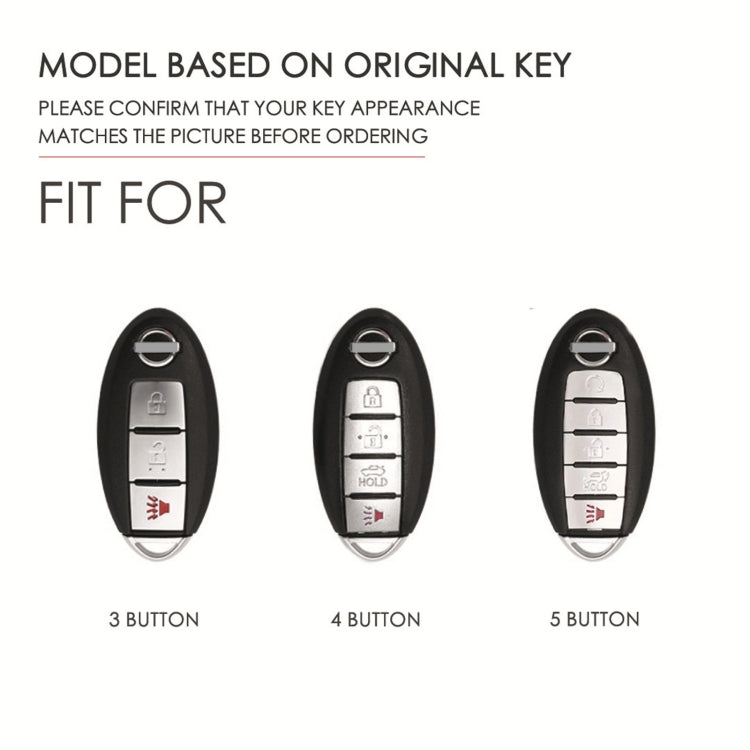 For Nissan 4-button Horn Hallmo Car Cowhide Leather Key Protective Cover Key Case(Brown) - Car Key Cases by Hallmo | Online Shopping South Africa | PMC TechLife | Buy Now Pay Later Mobicred