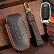 For Nissan Teana / Ariya 4-button Horn Hallmo Car Cowhide Leather Key Protective Cover Key Case(Black) - Car Key Cases by Hallmo | Online Shopping South Africa | PMC TechLife | Buy Now Pay Later Mobicred