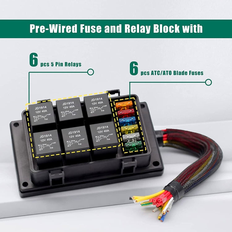 12V 5 Pin Car 6 Slots IP66 Waterproof Relay Fuse Box with Cable - Fuse by PMC TechLife | Online Shopping South Africa | PMC TechLife | Buy Now Pay Later Mobicred
