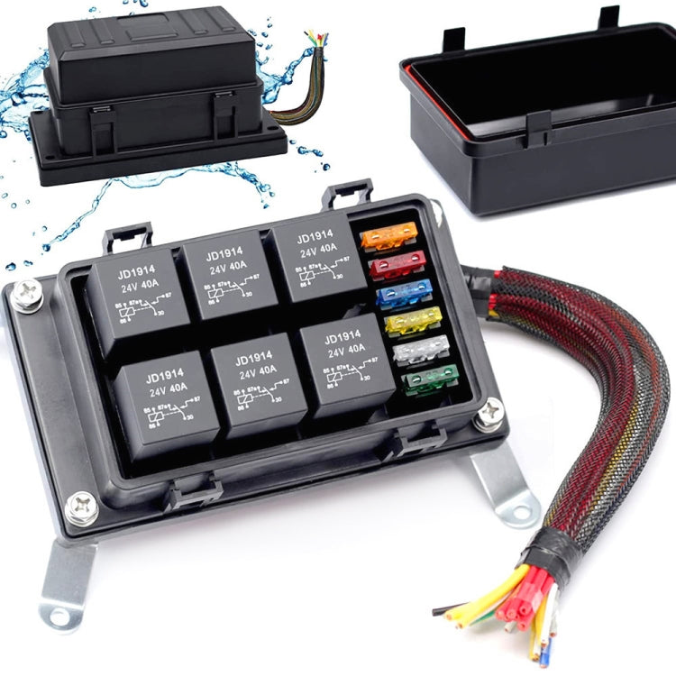 24V 5 Pin Car 6 Slots IP66 Waterproof Relay Fuse Box with Cable - Fuse by PMC TechLife | Online Shopping South Africa | PMC TechLife | Buy Now Pay Later Mobicred