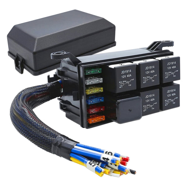 12V 5 Pin Car 6 Slots Water-resistant Relay Fuse Box with Cable