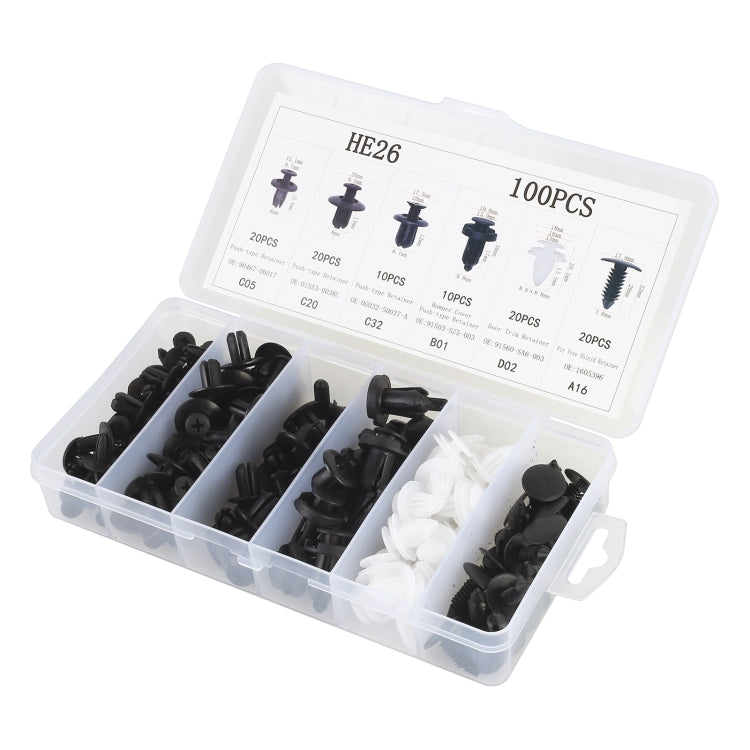 100 in 1 Universal Car Plastic Fasteners Rivet Clips Set - Nuts & Bolts by PMC TechLife | Online Shopping South Africa | PMC TechLife | Buy Now Pay Later Mobicred