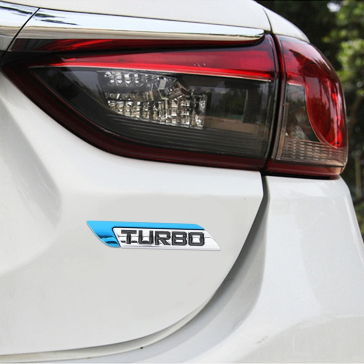 1 Pair Car Turbo Personalized Aluminum Alloy Decorative Stickers, Size: 11.5 x 2.5 x 0.5cm (Blue) - 3D Metal Sticker by PMC TechLife | Online Shopping South Africa | PMC TechLife | Buy Now Pay Later Mobicred