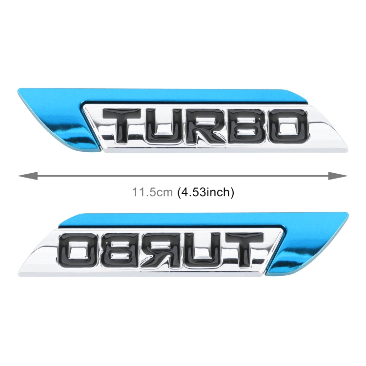 1 Pair Car Turbo Personalized Aluminum Alloy Decorative Stickers, Size: 11.5 x 2.5 x 0.5cm (Blue) - 3D Metal Sticker by PMC TechLife | Online Shopping South Africa | PMC TechLife | Buy Now Pay Later Mobicred