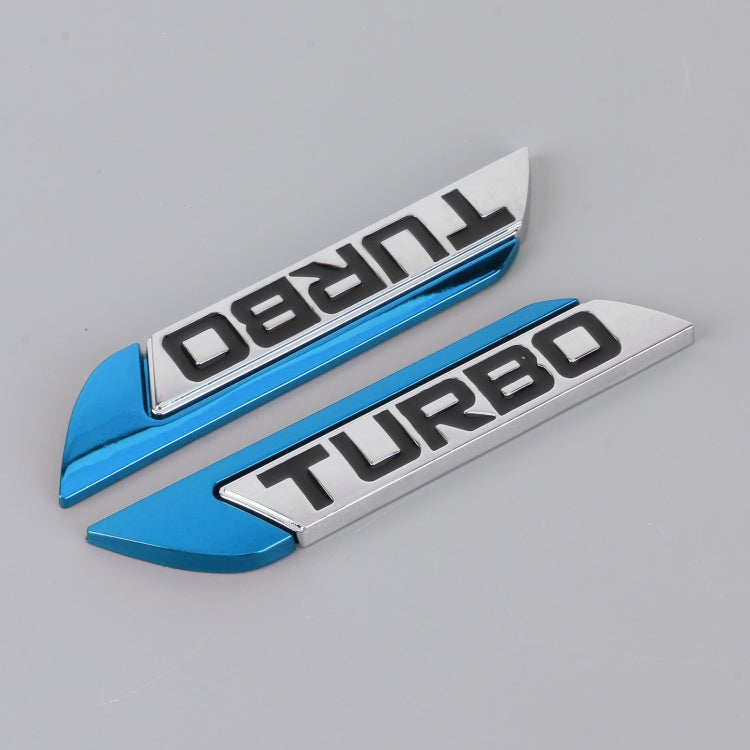 1 Pair Car Turbo Personalized Aluminum Alloy Decorative Stickers, Size: 11.5 x 2.5 x 0.5cm (Blue) - 3D Metal Sticker by PMC TechLife | Online Shopping South Africa | PMC TechLife | Buy Now Pay Later Mobicred