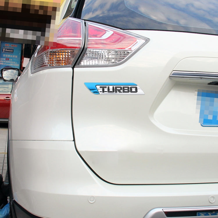 1 Pair Car Turbo Personalized Aluminum Alloy Decorative Stickers, Size: 11.5 x 2.5 x 0.5cm (Blue) - 3D Metal Sticker by PMC TechLife | Online Shopping South Africa | PMC TechLife | Buy Now Pay Later Mobicred