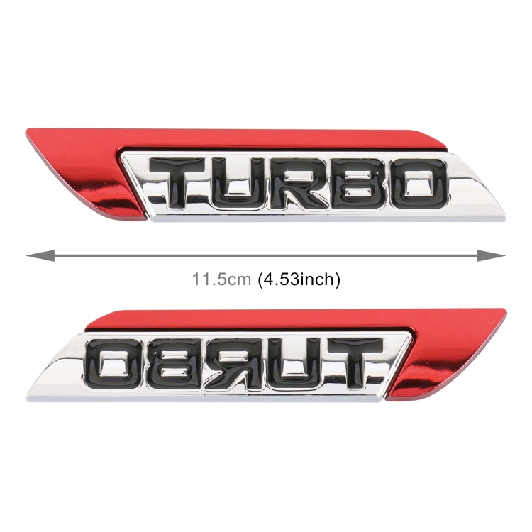 1 Pair Car Turbo Personalized Aluminum Alloy Decorative Stickers, Size: 11.5 x 2.5 x 0.5cm (Red) - 3D Metal Sticker by PMC TechLife | Online Shopping South Africa | PMC TechLife | Buy Now Pay Later Mobicred