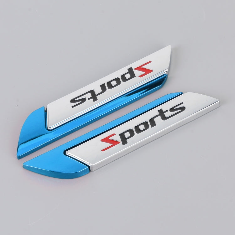 1 Pair Car SPORTS Personalized Aluminum Alloy Decorative Stickers, Size: 11.5 x 2.5 x 0.5cm (Blue) - 3D Metal Sticker by PMC TechLife | Online Shopping South Africa | PMC TechLife | Buy Now Pay Later Mobicred