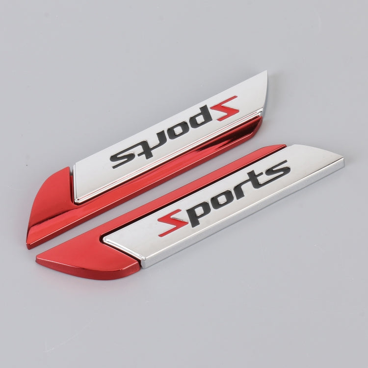 1 Pair Car SPORTS Personalized Aluminum Alloy Decorative Stickers, Size: 11.5 x 2.5 x 0.5cm (Red) - free shipping - PMC TechLife - Order now!