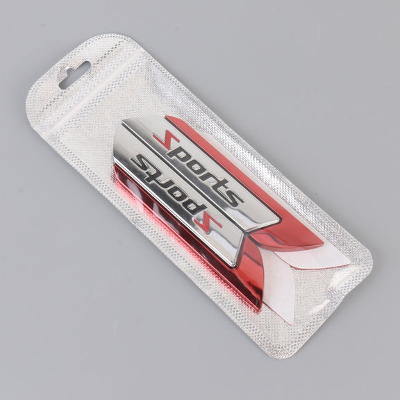 1 Pair Car SPORTS Personalized Aluminum Alloy Decorative Stickers, Size: 11.5 x 2.5 x 0.5cm (Red)
