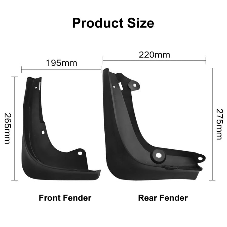 For TESLA MODEL S 2014-2020 4pcs/Set Car Auto Soft Plastic Splash Flaps Fender Guard - Mudguards by PMC TechLife | Online Shopping South Africa | PMC TechLife | Buy Now Pay Later Mobicred