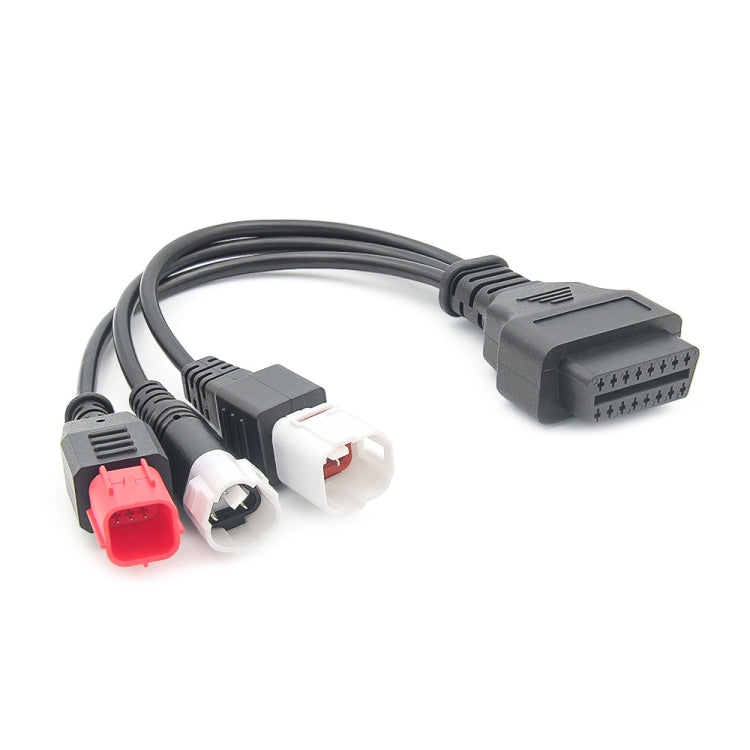 For Honda / Yamaha 3 in 1 OBDII Female to 3 Pin+4 Pin+6 Pin Motorcycle Connector Cable (Red) - Cables & Connectors by PMC TechLife | Online Shopping South Africa | PMC TechLife | Buy Now Pay Later Mobicred