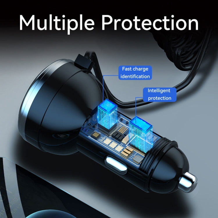 BW15 110W 3 in 1 Charging Cable & Dual USB Port Car Charger (Silver) - Car Charger by PMC TechLife | Online Shopping South Africa | PMC TechLife | Buy Now Pay Later Mobicred