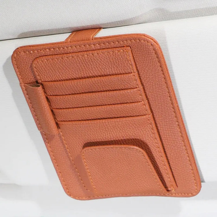 Multifunctional Car Litchi Pattern Glasses Holder Sun Visor Bill Holder (Black) - Sunglasses & Glasses Clips by PMC TechLife | Online Shopping South Africa | PMC TechLife