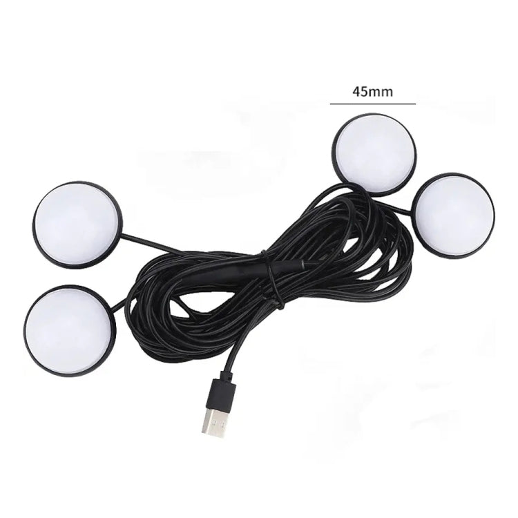 Car 4 in 1 USB RGB Foot LED Atmosphere Light (White Light) - Atmosphere lights by PMC TechLife | Online Shopping South Africa | PMC TechLife | Buy Now Pay Later Mobicred