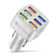BK-360 6 in 1 QC3.0+3.1A USB luminescent Car Charger (White) - Car Charger by PMC TechLife | Online Shopping South Africa | PMC TechLife | Buy Now Pay Later Mobicred