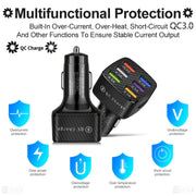 BK-360 6 in 1 QC3.0+3.1A USB luminescent Car Charger (Black)