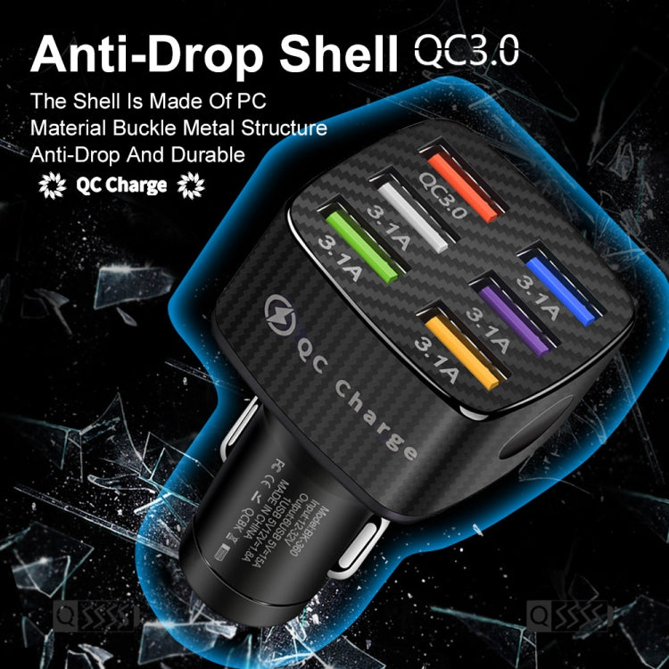 BK-360 6 in 1 QC3.0+3.1A USB luminescent Car Charger (White) - Car Charger by PMC TechLife | Online Shopping South Africa | PMC TechLife | Buy Now Pay Later Mobicred