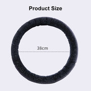 Round Style Car Universal Self Heating Plush Warm Anti-skid Steering Wheel Cover, Diameter: 38cm (Black)