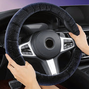 Round Style Car Universal Self Heating Plush Warm Anti-skid Steering Wheel Cover, Diameter: 38cm (Grey)
