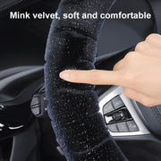 Round Style Car Universal Self Heating Plush Warm Anti-skid Steering Wheel Cover, Diameter: 38cm (Beige)