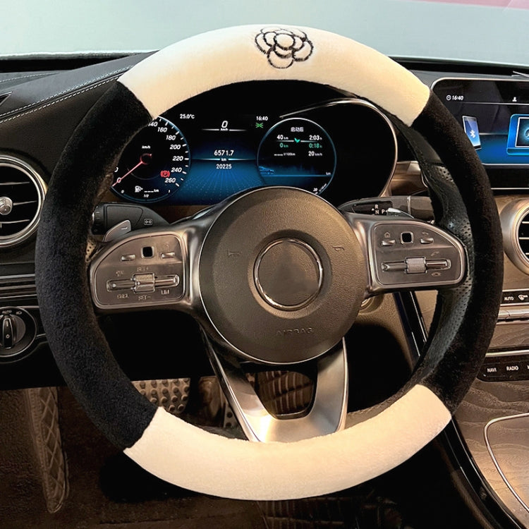 Round Style Car Universal Camellia Pattern Plush Warm Anti-skid Steering Wheel Cover, Diameter: 38cm - Steering Wheel Accessories by PMC TechLife | Online Shopping South Africa | PMC TechLife | Buy Now Pay Later Mobicred