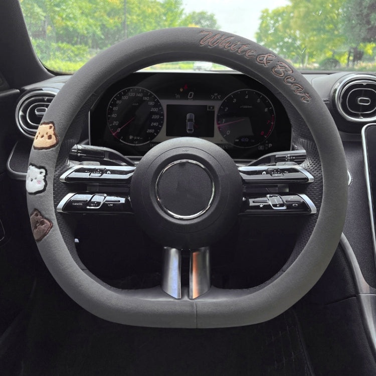 D Style Car Universal Cartoon Pattern Plush Warm Anti-skid Steering Wheel Cover, Diameter: 38cm (Grey) - Steering Wheel Accessories by PMC TechLife | Online Shopping South Africa | PMC TechLife | Buy Now Pay Later Mobicred