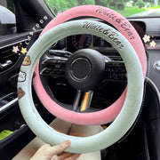 D Style Car Universal Cartoon Pattern Plush Warm Anti-skid Steering Wheel Cover, Diameter: 38cm (Green)