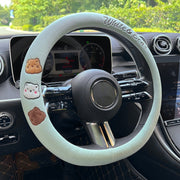 D Style Car Universal Cartoon Pattern Plush Warm Anti-skid Steering Wheel Cover, Diameter: 38cm (Black)
