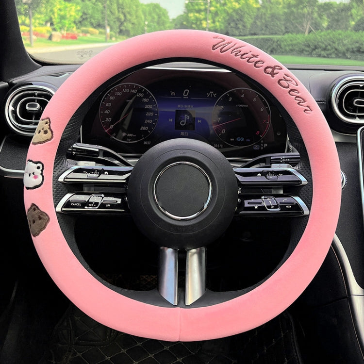 Round Style Car Universal Cartoon Pattern Plush Warm Anti-skid Steering Wheel Cover, Diameter: 38cm (Pink) - Steering Wheel Accessories by PMC TechLife | Online Shopping South Africa | PMC TechLife | Buy Now Pay Later Mobicred