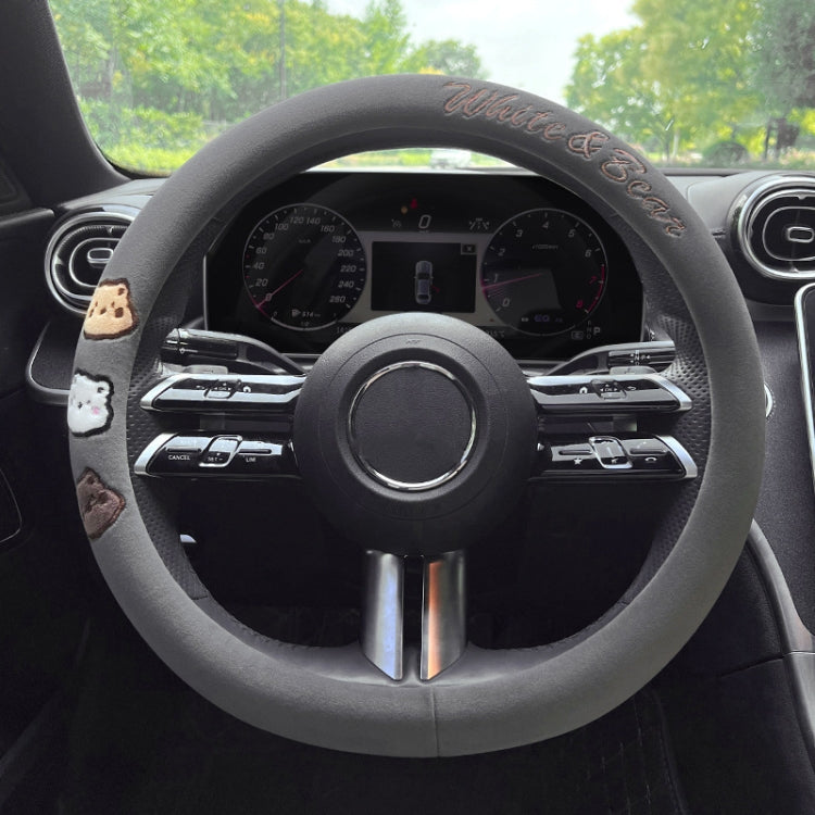 Round Style Car Universal Cartoon Pattern Plush Warm Anti-skid Steering Wheel Cover, Diameter: 38cm (Grey) - Steering Wheel Accessories by PMC TechLife | Online Shopping South Africa | PMC TechLife | Buy Now Pay Later Mobicred