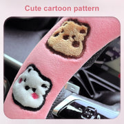 Round Style Car Universal Cartoon Pattern Plush Warm Anti-skid Steering Wheel Cover, Diameter: 38cm (Black)