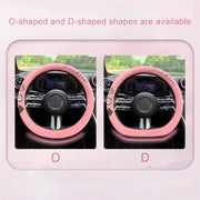 Round Style Car Universal Cartoon Pattern Plush Warm Anti-skid Steering Wheel Cover, Diameter: 38cm (Black)
