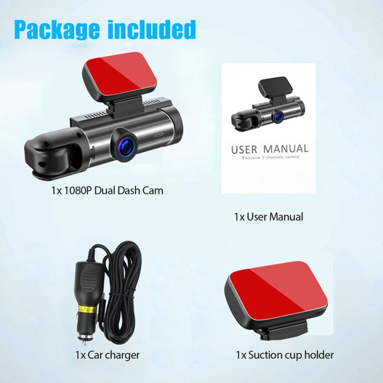 3.16 inch 1080P HD Night Vision Front and Inside Dual Lenses Driving Recorder - Car DVRs by PMC TechLife | Online Shopping South Africa | PMC TechLife | Buy Now Pay Later Mobicred