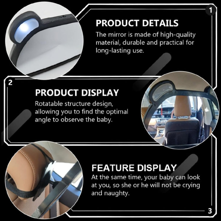 Car Baby Auxiliary Viewing Mirror with LED Remote Control Light + USB Charging - Interior Mirrors by PMC TechLife | Online Shopping South Africa | PMC TechLife | Buy Now Pay Later Mobicred