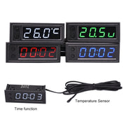 3 in 1 DC5-50V Car High-precision Electronic LED Luminous Clock + Thermometer + Voltmeter (Blue)