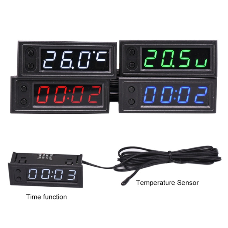 3 in 1 DC5-50V Car High-precision Electronic LED Luminous Clock + Thermometer + Voltmeter (Green) - Clocks & Car Meters by PMC TechLife | Online Shopping South Africa | PMC TechLife | Buy Now Pay Later Mobicred