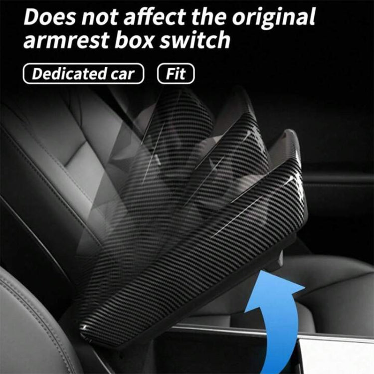 For Tesla Model 3 / Y Car Center Console Armrest Box Carbon Fiber Pattern Protective Cover - Car Interior Mouldings by PMC TechLife | Online Shopping South Africa | PMC TechLife | Buy Now Pay Later Mobicred